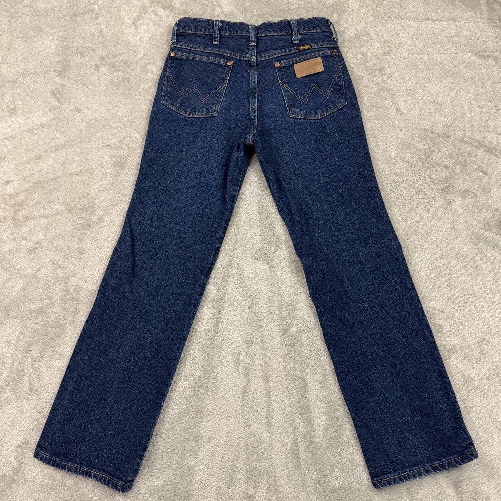 Wrangler 937STR Mens Slim Fit Cowboy Cut Jeans 30x30 Straight Leg Blue Dark Wash